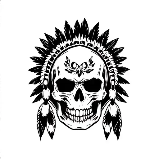 traditional Native American skull tattoo design idea