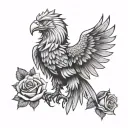 polish eagle with roses tattoo design idea