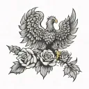 polish eagle with roses tattoo design idea