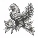 polish eagle with roses tattoo design idea