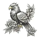 polish eagle with roses tattoo design idea