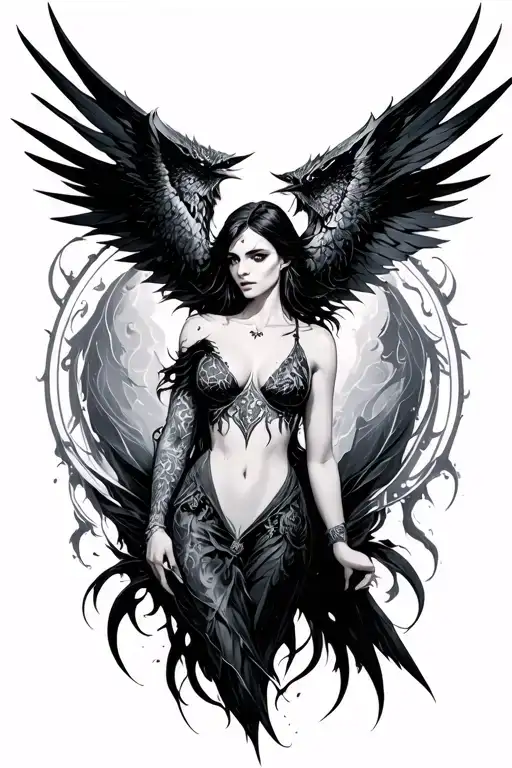 the morrigan  tattoo design idea
