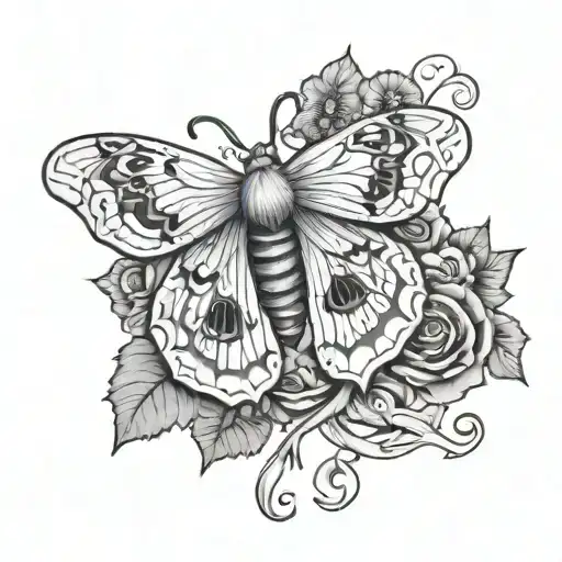 a moth with vines around it tattoo design idea