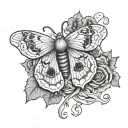 a moth with vines around it tattoo design idea