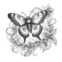 a moth with vines around it tattoo design idea