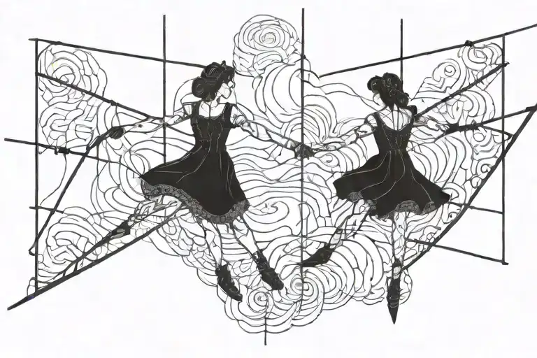 two tightrope walkers holding hands tattoo design idea