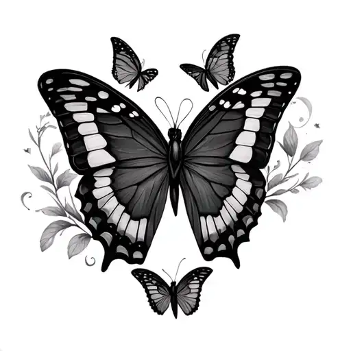 Three butterflies symbolising a child and two parents tattoo design idea