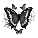 Three butterflies symbolising a child and two parents tattoo design idea
