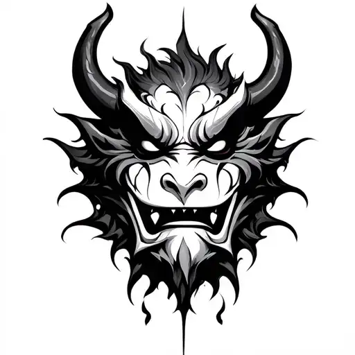 Broken Oni Mask tattoo design idea