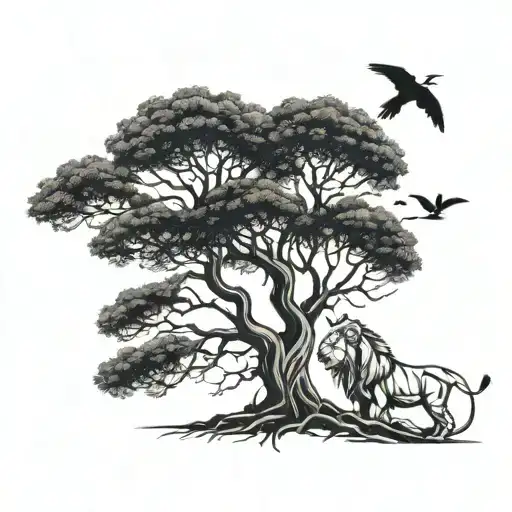 A tree of life should be created that should match a lion tattoo tattoo design idea