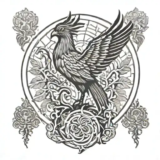 Phoenix Bird Inside A Tree Of Life tattoo design idea