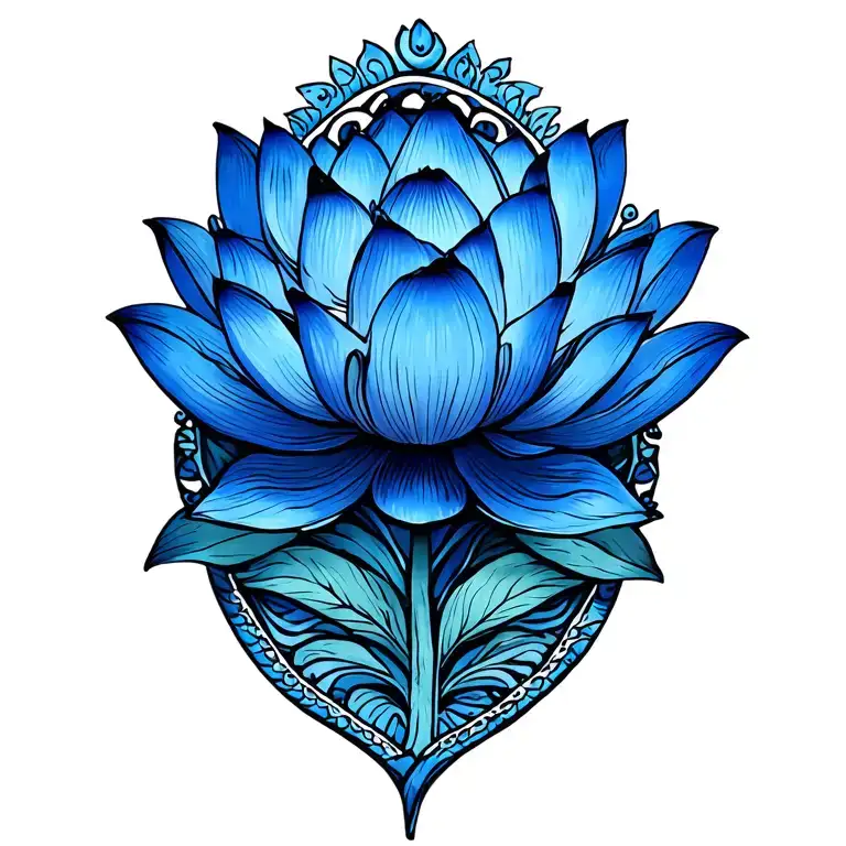 Egyptian blue lotus flower tattoo design idea
