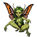 female goblin with moth wings tattoo design idea
