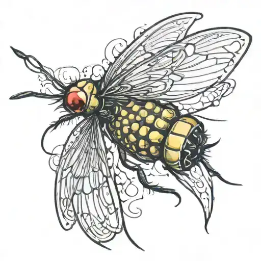 fishing flies tattoo design idea