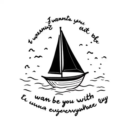 Boat that says " I wanna be with you everywhere" on the sail tattoo design idea