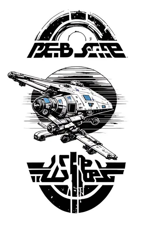 xwing flying bay a sun set over a star wars walker with the rebel logo in the background  tattoo design idea