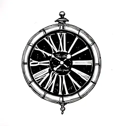 "This too shall pass" very simple roman clock tattoo design idea