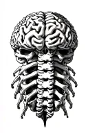 Brain connected to spine tattoo design idea