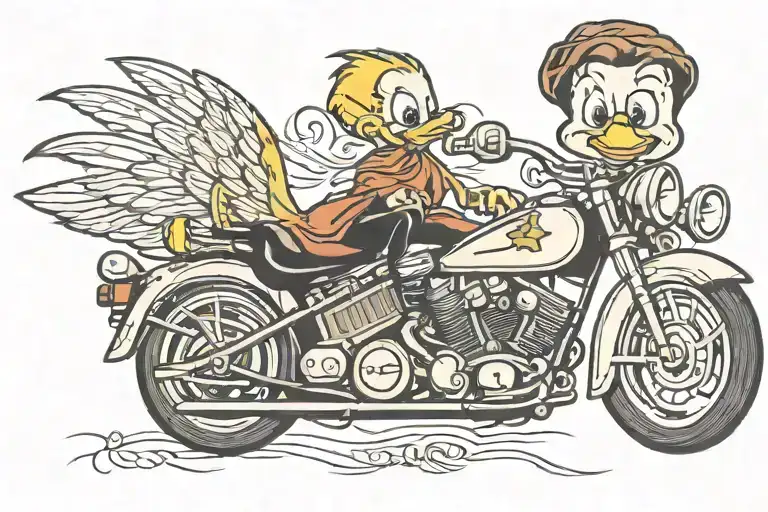 tweety bird riding a motorcycle tattoo design idea