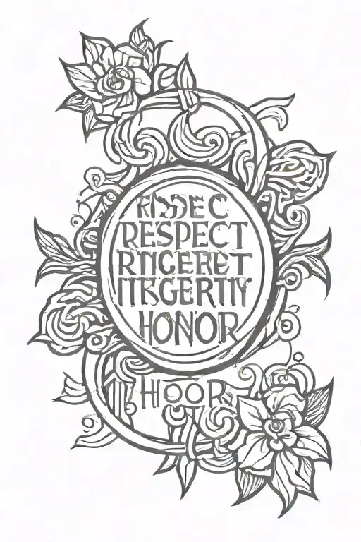 respect integrity honor drawn tattoo design idea