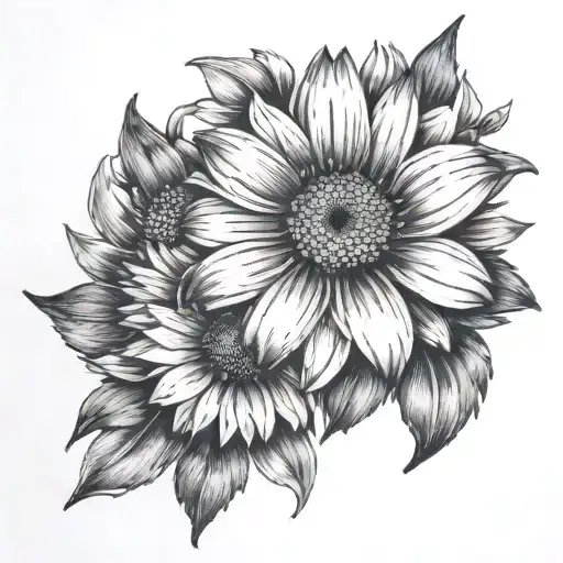 aster flower and daisy flower tattoo design idea