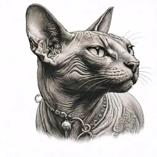 sphinx cat with tattoos standing tattoo design idea