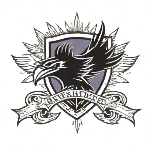 flying Baltimore Ravens  logo clutching shield tattoo design idea