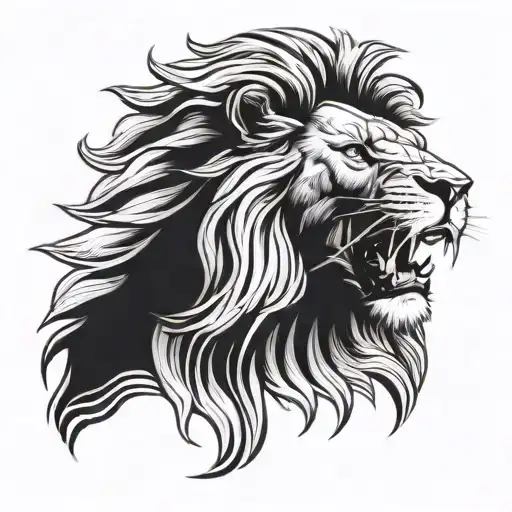 lion head in 2d style tattoo tattoo design idea