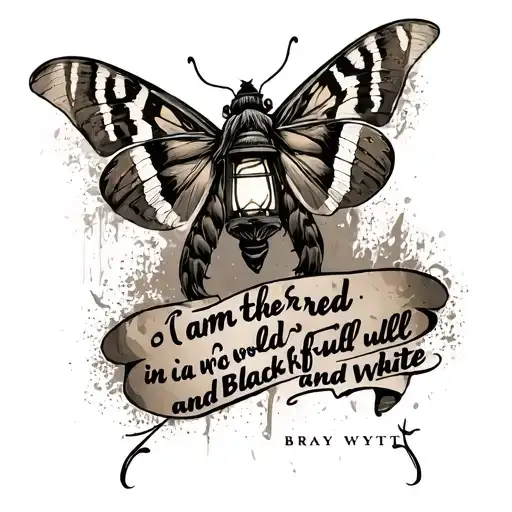 Bray Wyatt moth logo with inclusion of his lantern and the quote “i am the color red in a world full of black and white” tattoo design idea