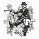 A detective solving a mystery under a street lamp tattoo design idea