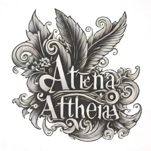 Athena name written pretty tattoo design idea