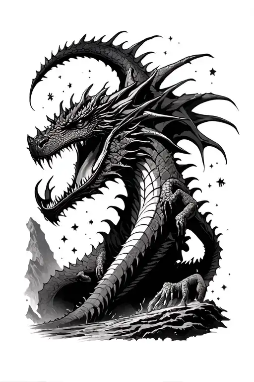 "I met a dragon in a cave by th" Gojira "from mars to Sirius" tattoo design idea