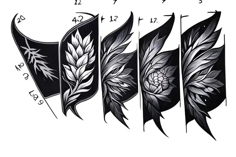 PromptIllustrate a arm band tattoo. Dimension is 12 inch length and 2 inch width. The concept is depicting 5 natural  tattoo design idea