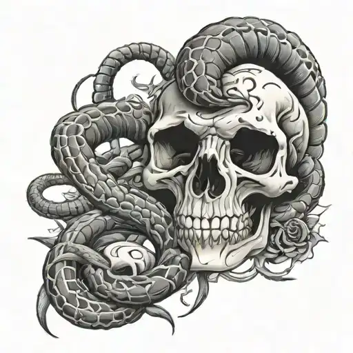 snake skeleton tattoo design idea