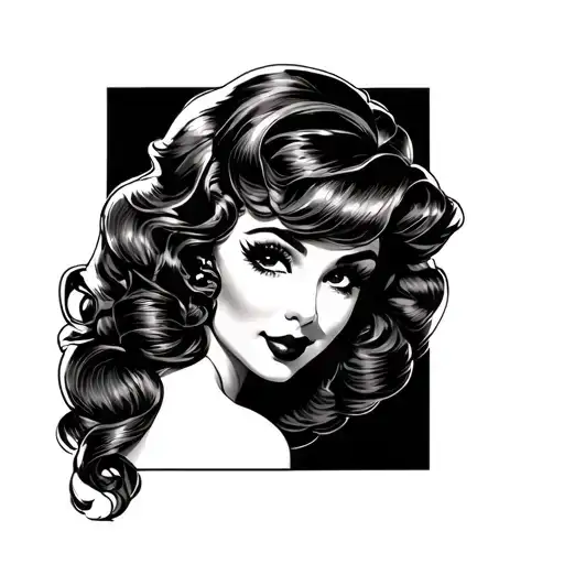 Black Pin Up Girl tattoo design idea