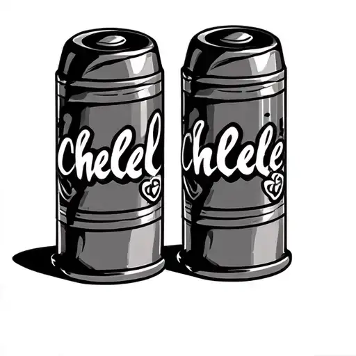 shotgun shell with the name Chelle on it or around it tattoo design idea