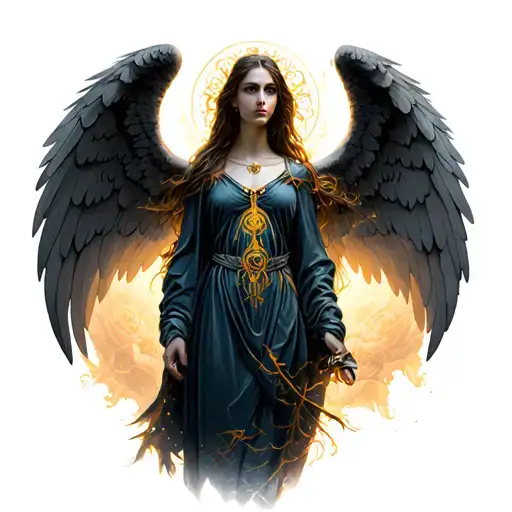 Virgo symbol, Girl, Meaningful warrior angel tattoo design idea