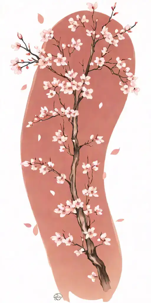 cherry blossom tree with falling pedals  tattoo design idea