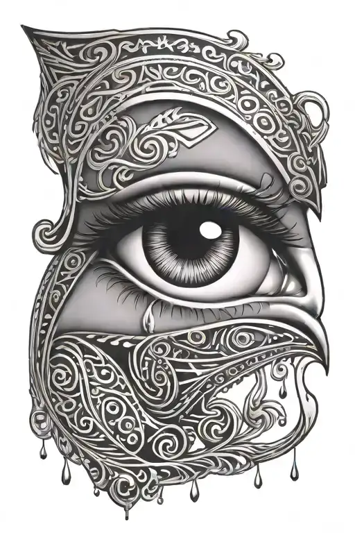 eye of Horus with tears realistic  tattoo design idea