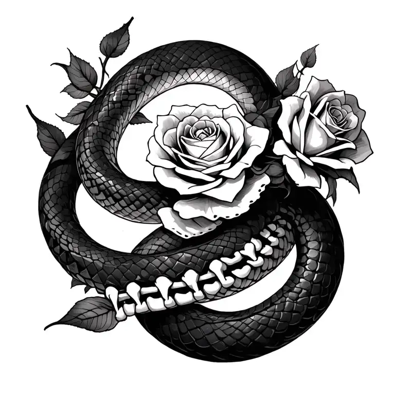 spine tattoo cool emo goth dark with roses snake wrapped tattoo design idea