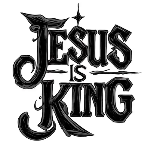 jesus is king writing tattoo design idea