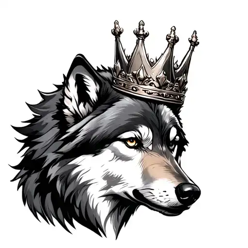 wolf with King's Crown tattoo design idea