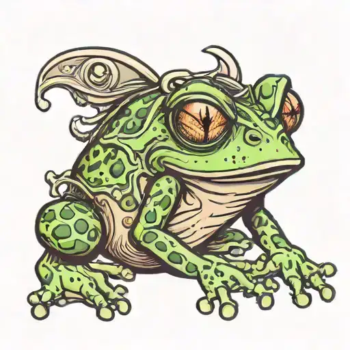 scary evil gang member frog tattoo design idea