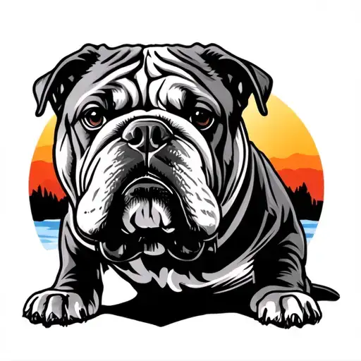 trucker mountains sunset lav m1a1 2147 2147 USMC English bulldog tattoo design idea
