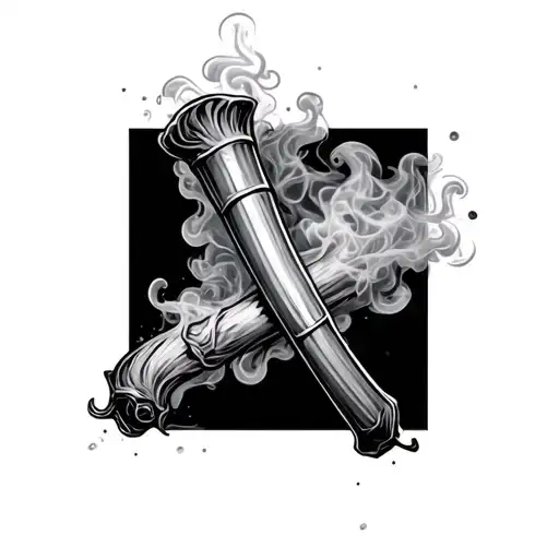 joint surrounded by smoke tattoo design idea