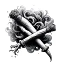 joint surrounded by smoke tattoo design idea