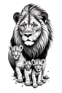 A tattoo design featuring a lioness with her cubs, representing the client's role as a protective mother tattoo design idea
