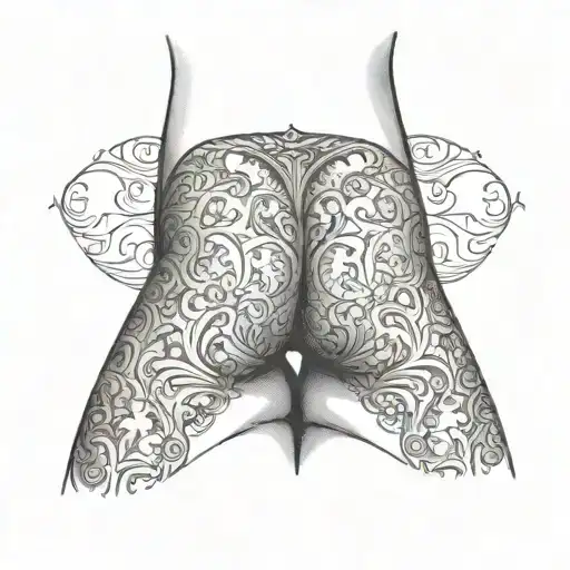 naked body of a woman without panties ass tattoo design idea