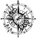 Clock and Compass combined tattoo design idea