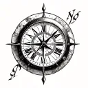 Clock and Compass combined tattoo design idea
